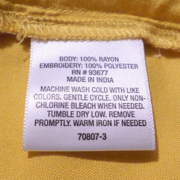 St. John’s Bay Yellow Embroidered Floral Boho Top - Women’s Small - Picture 5 of 7